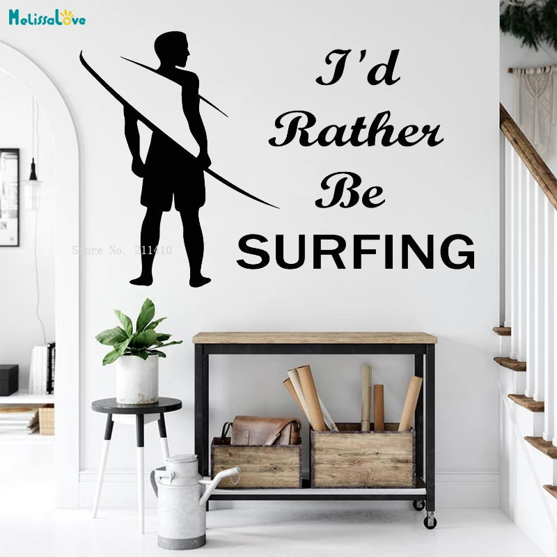 Я предпочитаю серфинг, Настенная Наклейка Brave Man, домашний декор, гостиная, искусственная волна, экстремальный спорт, фотография YT4551