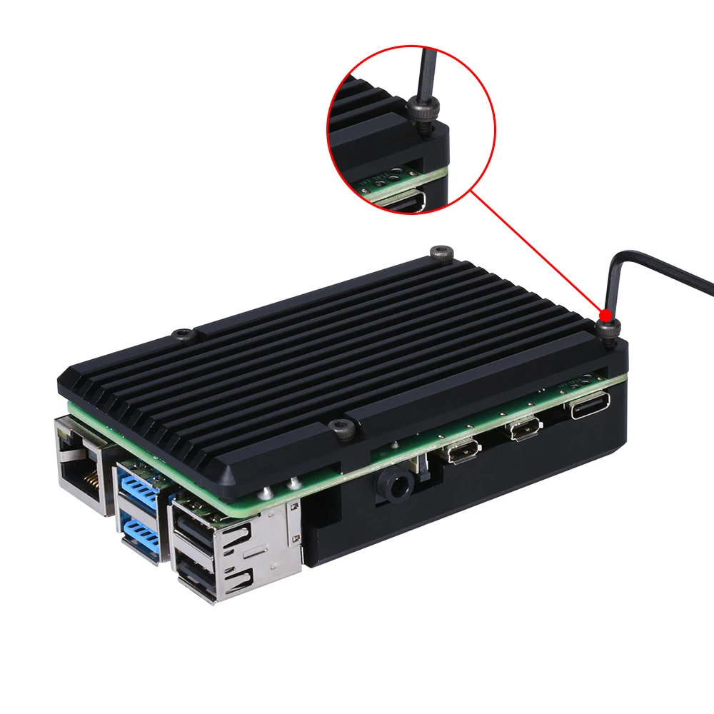 Чехол для Raspberry Pi 4 Model B алюминиевый чехол с двойным охлаждающим вентилятором и