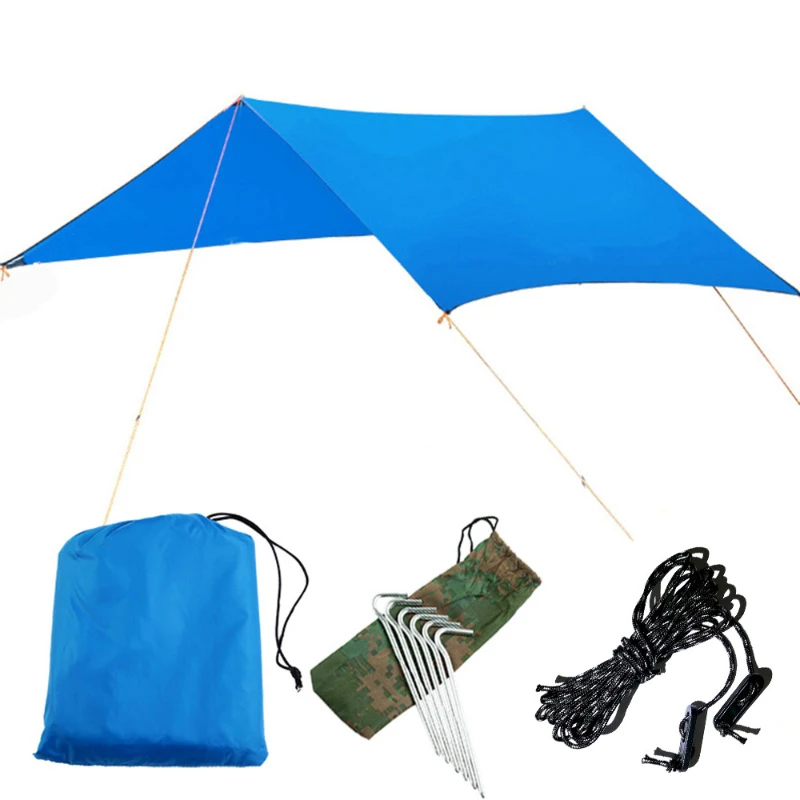 

3x3M Tourist Awning Canopy Tarp BBQ Tent Shade Ultralight Garden Canopy Sunshade Outdoor Camping Hammock Waterproof Rain Shelter