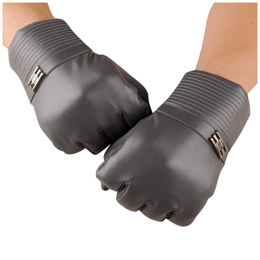 Кожаные перчатки для сенсорных экранов теплые зимние подарочные с подкладкой