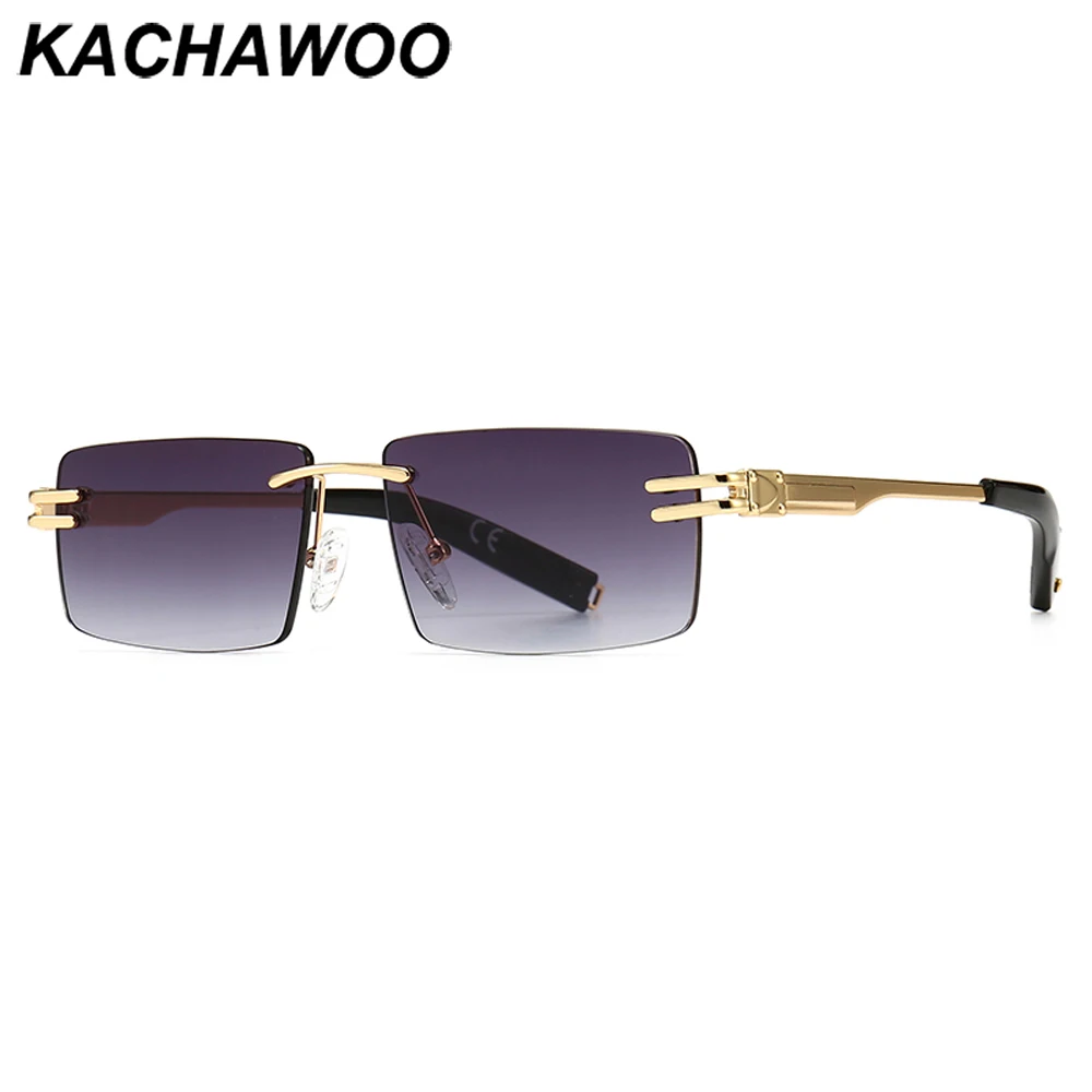 Мужские и женские прямоугольные очки Kachawoo безрамные солнцезащитные в стиле