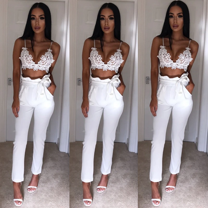 Женские брюки-карандаш на завязках однотонные офисные брюки с высокой талией