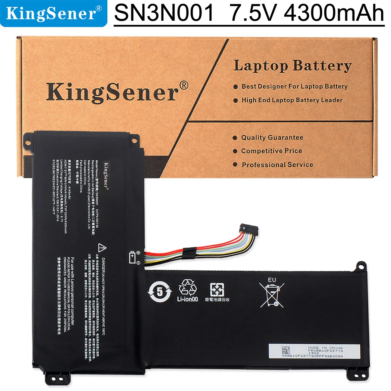 

Kingsener 0813007 Laptop Battery For Lenovo Ideapad 120S 120S-14IAP S130-14IGM 5B10P23779 2ICP4/59/138 SN3N001 7.5V 32Wh 4140mAh
