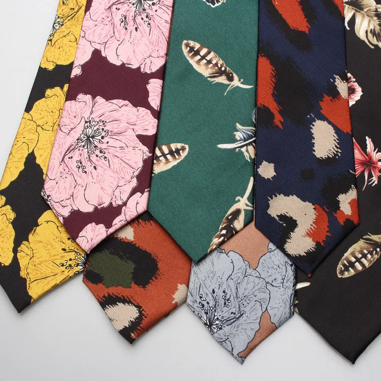 Linbaiway галстук для шеи с цветочным принтом мужчин из полиэстера Узкие галстуки