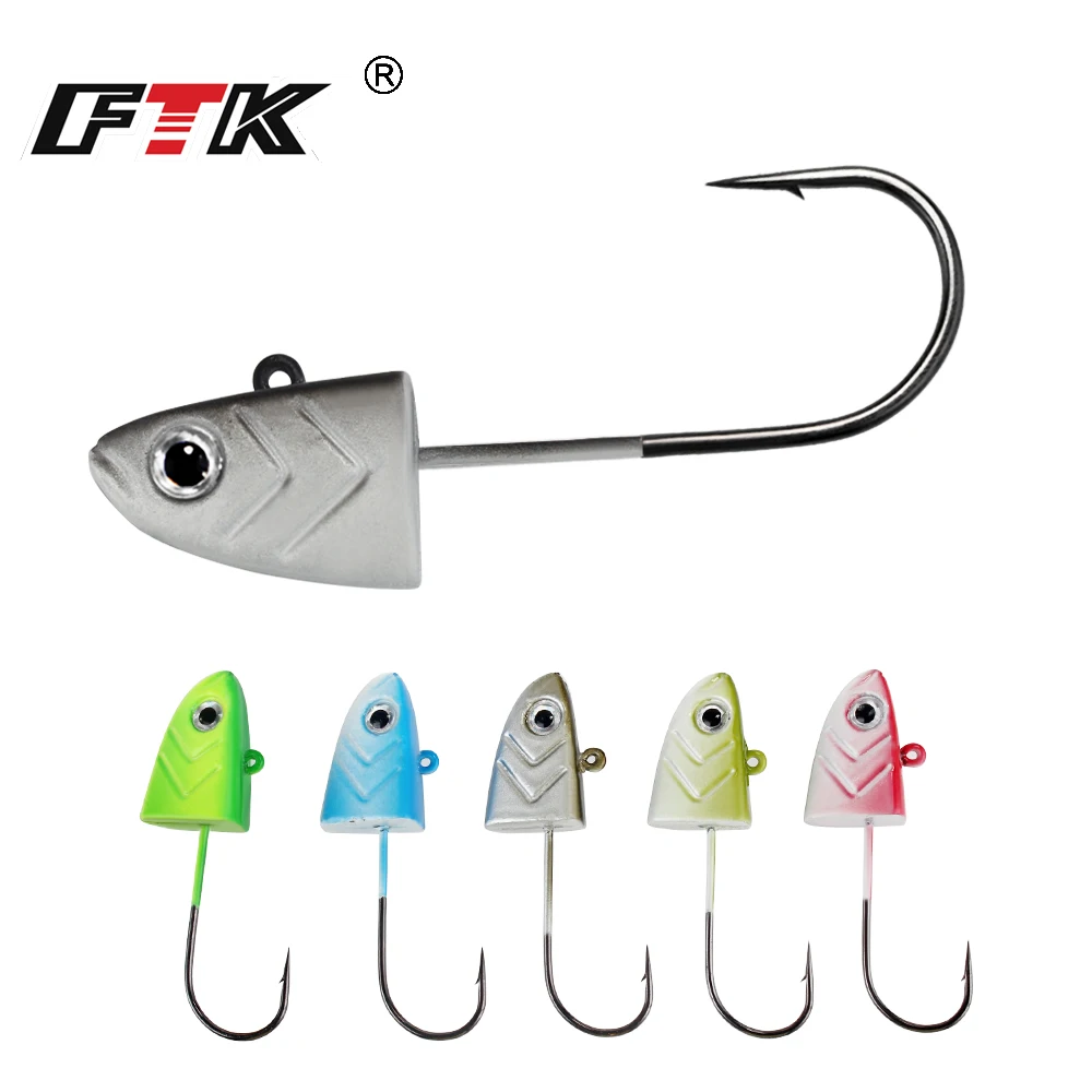 Крючки для рыбалки FTK 5 г 12 г 25 г crank Jig head hook fishing lure hard bait soft worm jig for on.