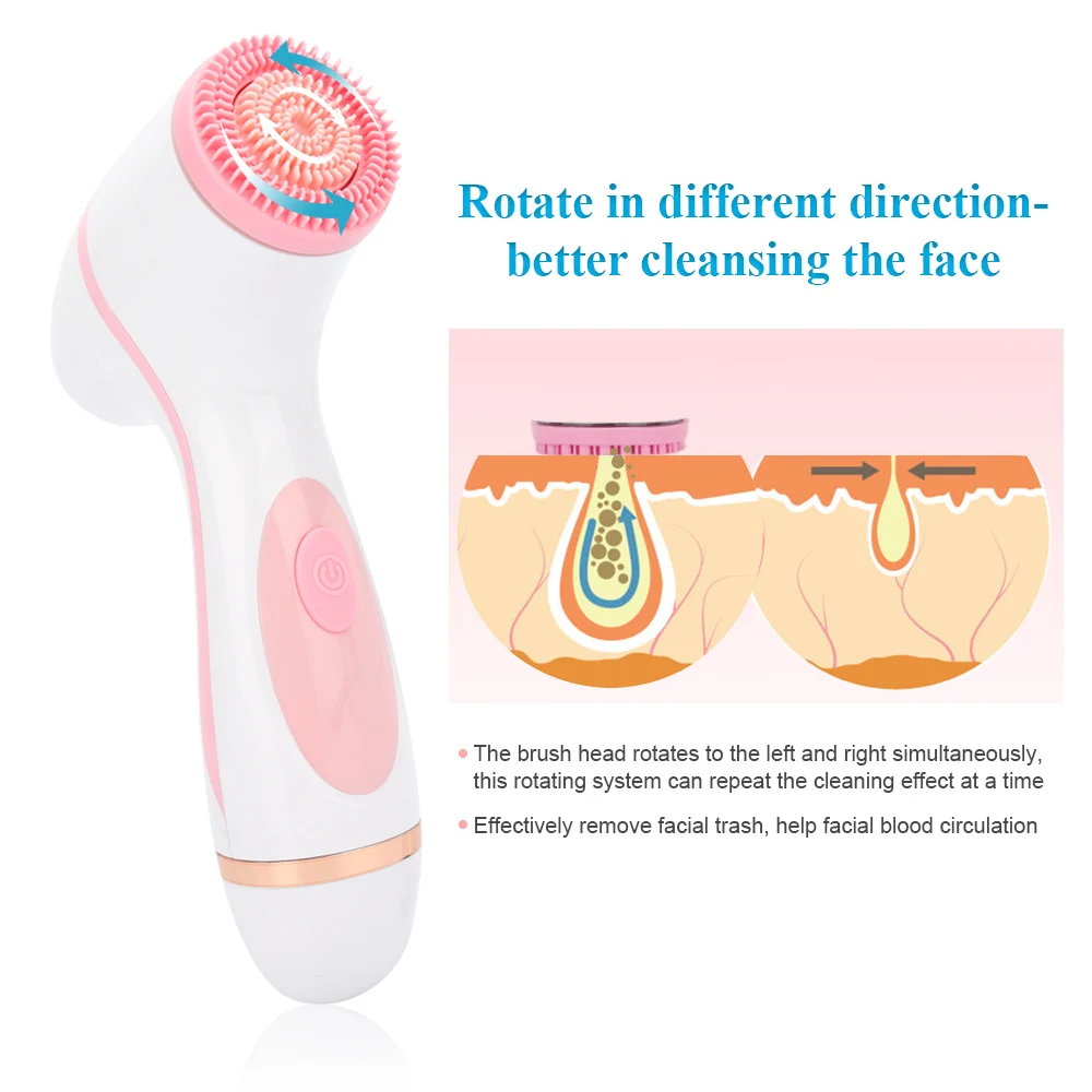 Перезаряжаемая щетка для очищения лица электрическая водостойкая Очищающая пор