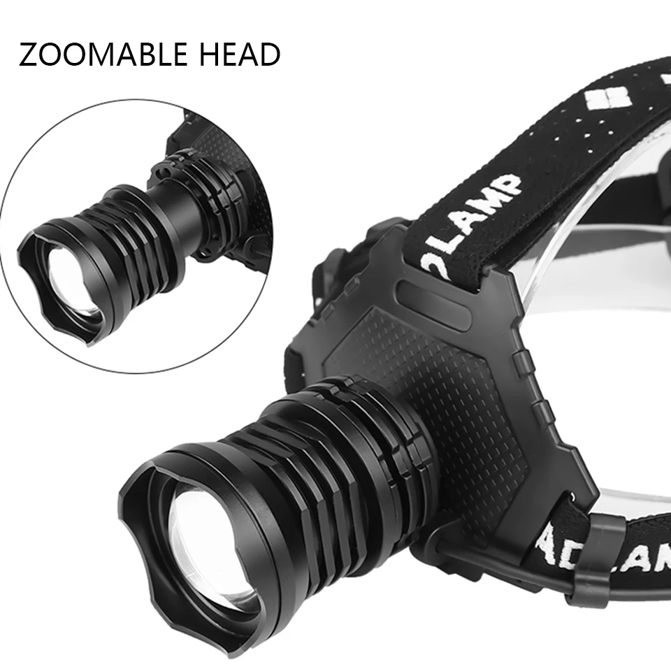 the most powerful xhp160 led headlamp new arrive headlight zoomable head lamp power bank 7800mah 18650 battery for camping light free global shipping