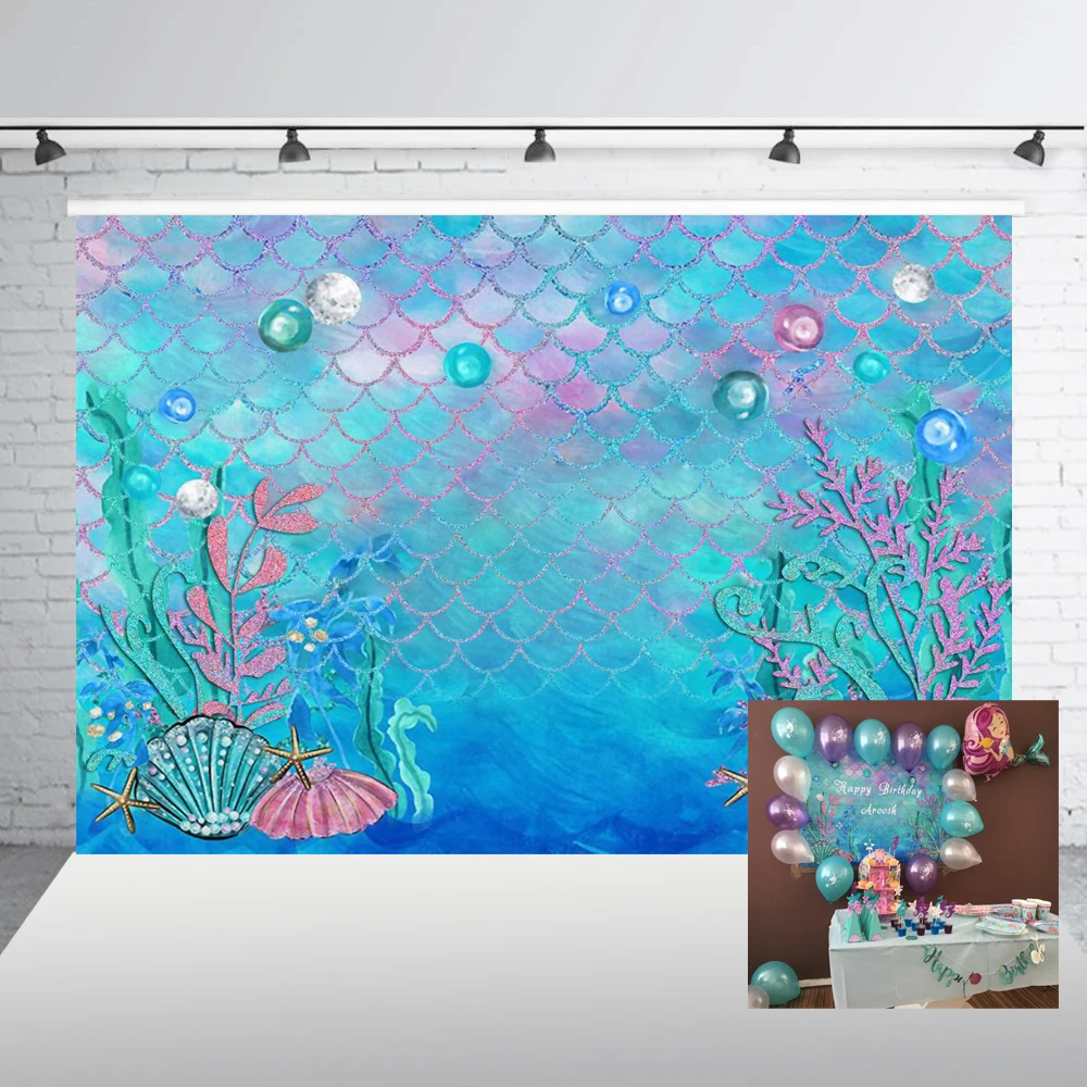 

HUAYI Photography Backdrops Birthday Photo Backdrop Seabed Undersea Baby Shower Party Decor Banner Photography Background W-597