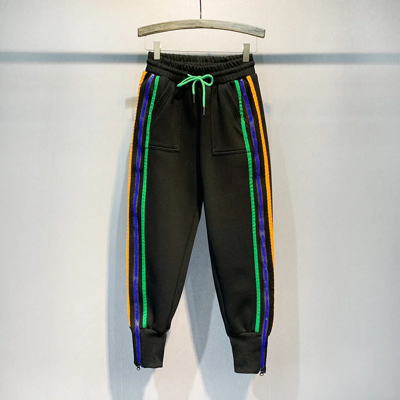 Спортивные штаны на молнии для женщин уличная одежда Свободные повседневные