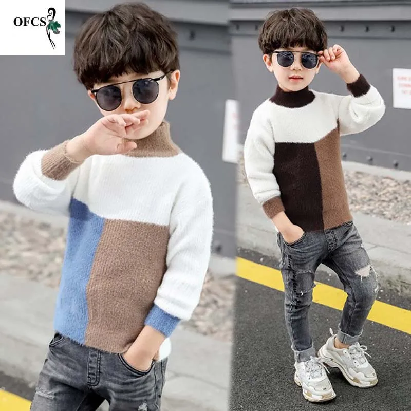 Детский утепленный свитер для мальчиков осенне зимний вязаный пуловер 2