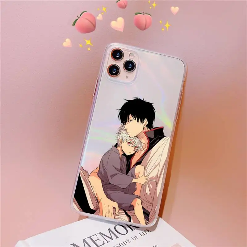 

Gintama sakata gintoki Phone Case for iPhone huawei P 7 8 9 11 12 10 30 40 S X XS XR MINI Pro Max Plus moible bag laser clear