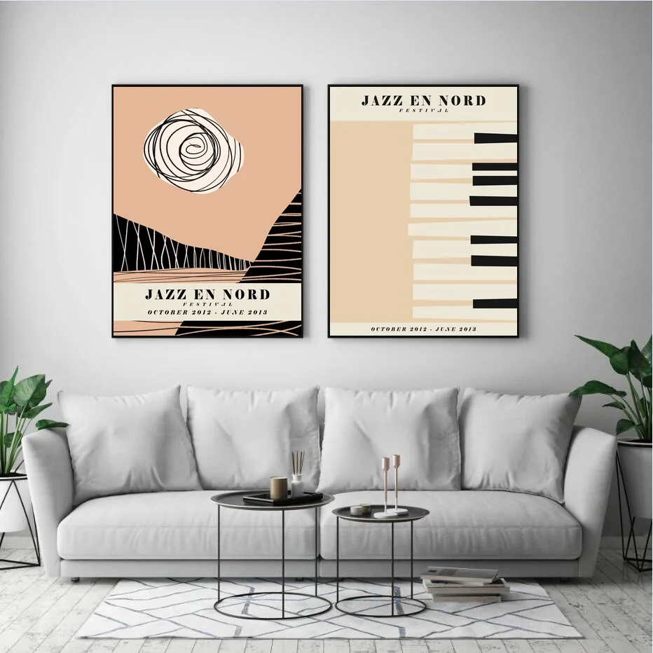 Винтажный джазовый фестиваль ретро скандинавский минималистический