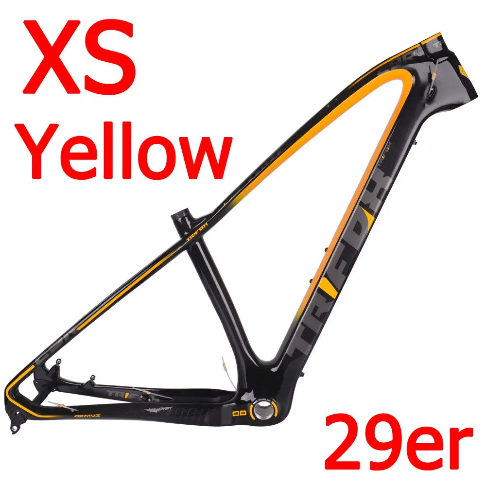 XS -Yellow TRIFOX горный углерода велосипед рама 15,5/17/19 дюймов MTB углеродная рама 29er горный велосипед рама+ сиденье зажим+ гарнитура 2 года гарантии - Цвет: XS -Yellow