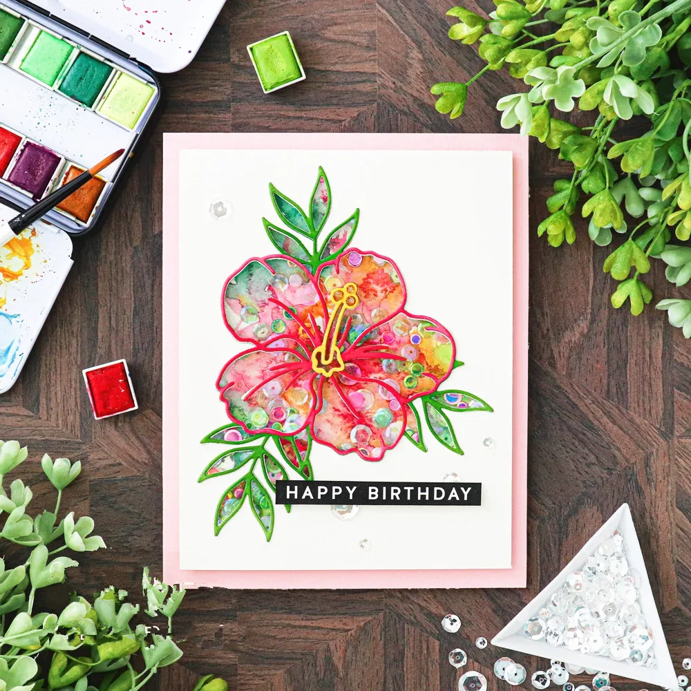 Металлические штампы и HIBISCUS BLOOM для самостоятельного изготовления альбомов