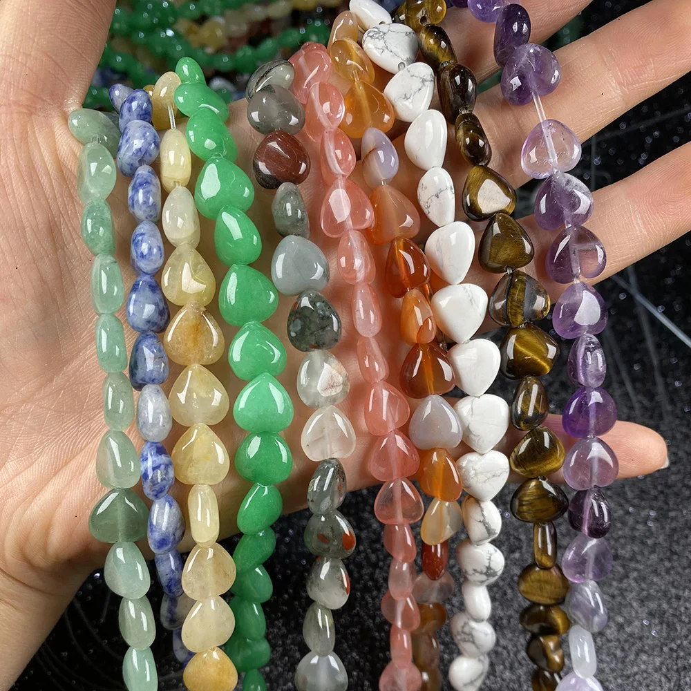 

Natural Gem Stone Hearts Crystal Agates Beads Semi-finished Loose Beads for Jewelry Making DIY Necklace Bracelet Accessories
