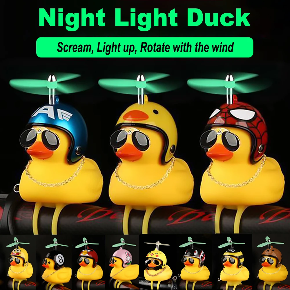 

Night Light Car Duck with Helmet Broken Wind Small Yellow Duck Road Bike Motor Helmet Riding Cycling Accessories