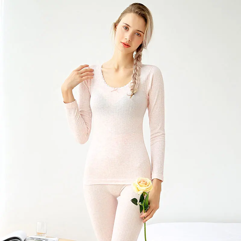 Модные пижамы Женский комплект тонкое Полосатое высокоэластичное термобелье