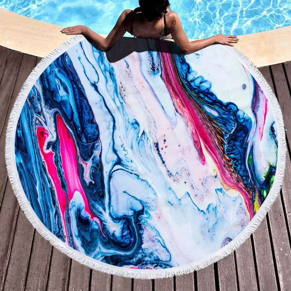 

150 см красочные круглые кисточки летнее пляжное одеяло ковер Йога коврик полотенце шаль пляжное полотенце полиэстер тонкое одеяло