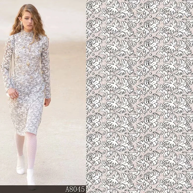 100% полиэстер тянущаяся атласная ткань с принтом французская брендовая тонкая