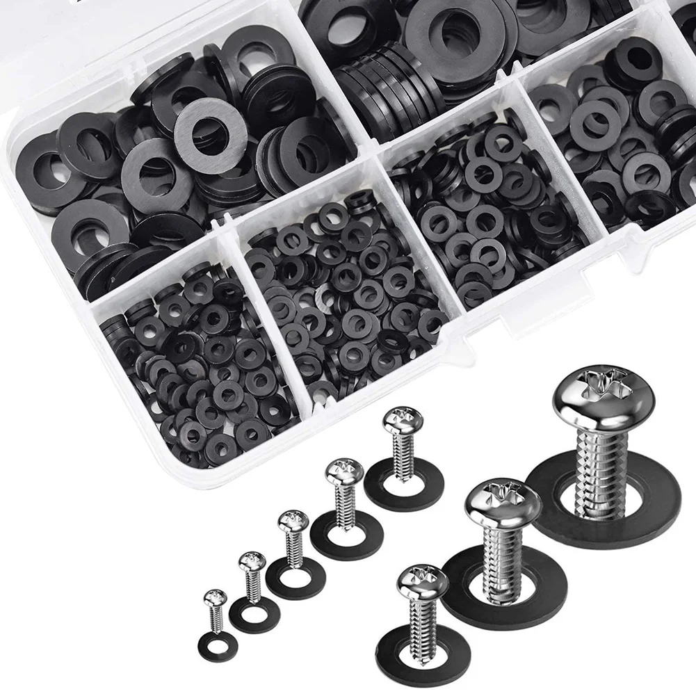 

500 Pieces Plastic Washers Rubber Flat Washers Nylon Washers Corrosion-Free Washers for Industrial Fixings FBS889