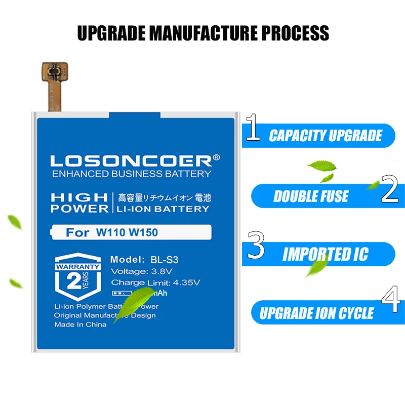 LOSONCOER BL S3 510 мАч батареи для LG G Watch R W110 W150 BLS3 аккумулятор большой