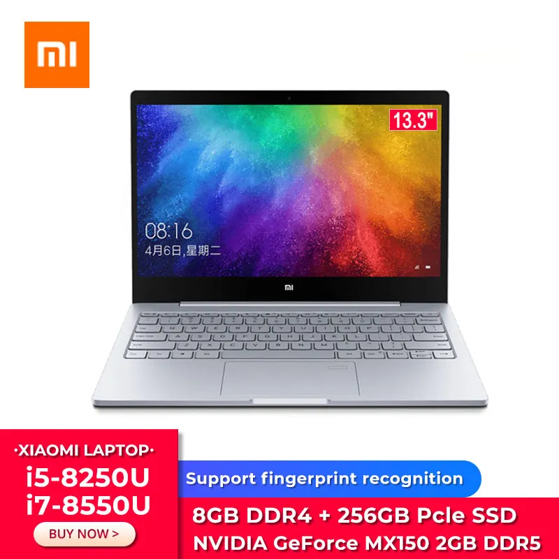 Оригинальный ноутбук Xiaomi Mi Air 13 3 дюйма ультратонкий четырехъядерный процессор