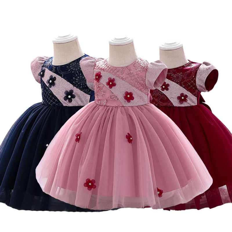 

Детские платья для девочек, весенняя одежда, костюм из сетчатой пряжи с коротким рукавом для вечеринки, Детские элегантные платья для выпус...