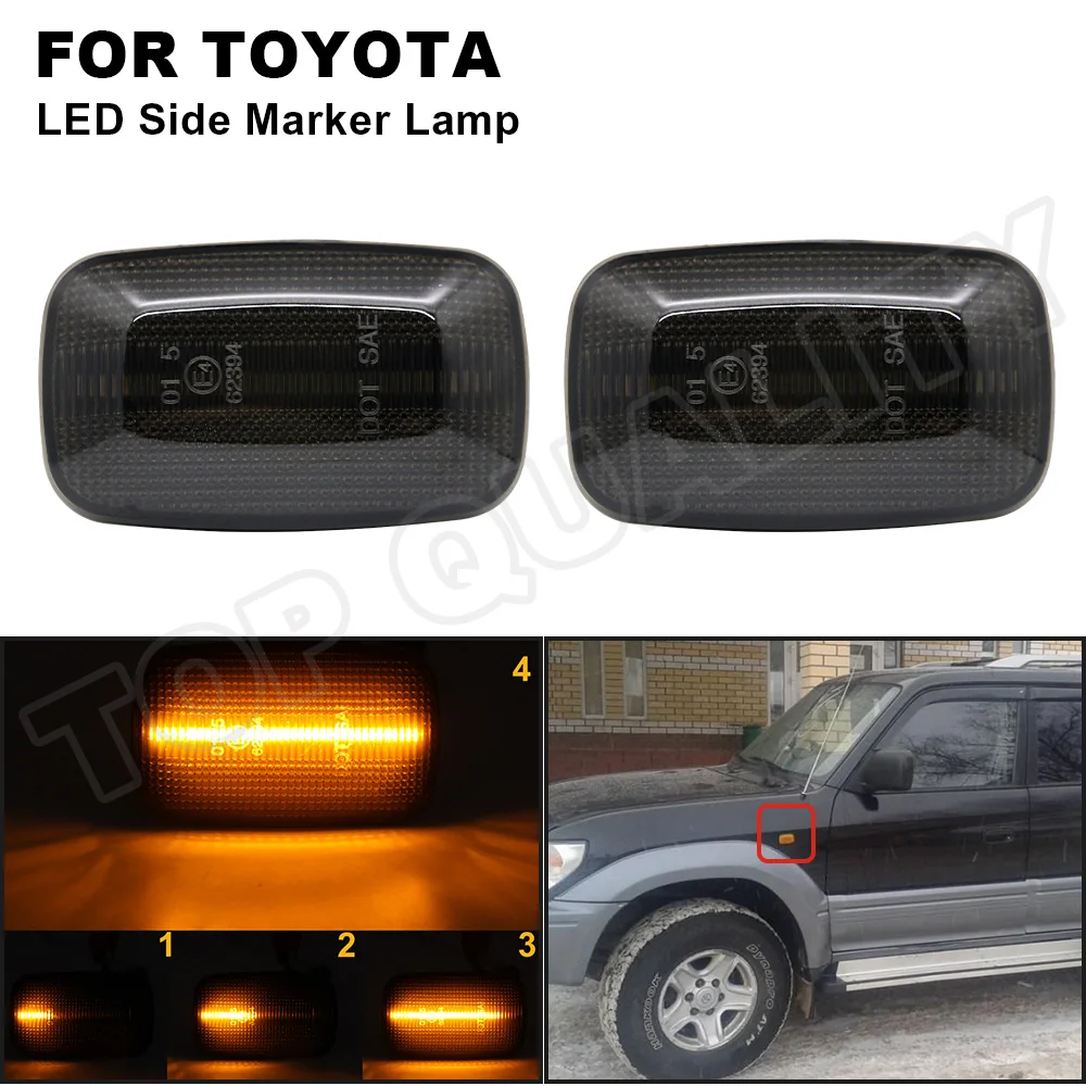 

2PCS LED Dynamic Side Marker Signal Indicator Light For Toyota Camry Land cruiser 70 Series 80 90 100 Series Hilux Mark MK2