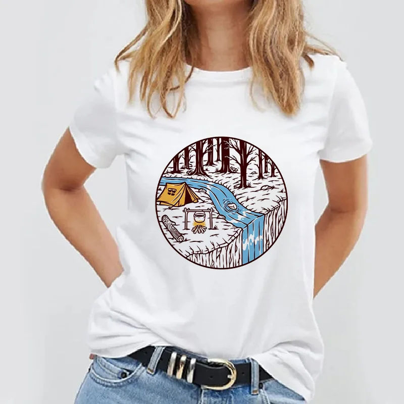 Женская летняя футболка с мультяшным принтом, футболка с коротким рукавом, повседневные футболки, футболка, женская модная белая одежда, же...