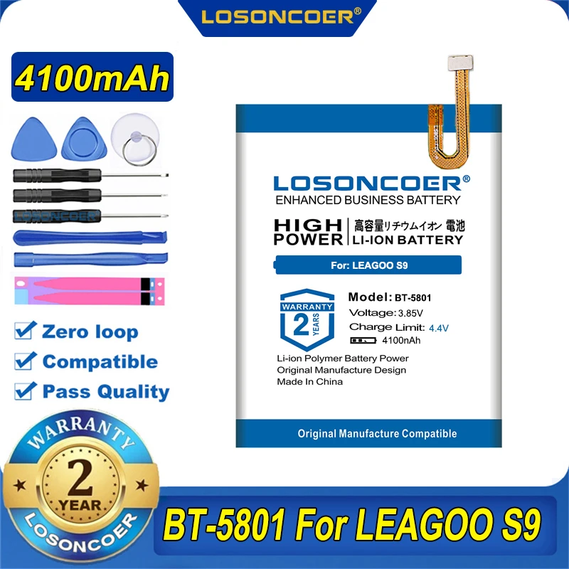 100% Оригинальный LOSONCOER 4100mAh BT 5801 BT5801 Аккумулятор для LEAGOO S9 Smart мобильный