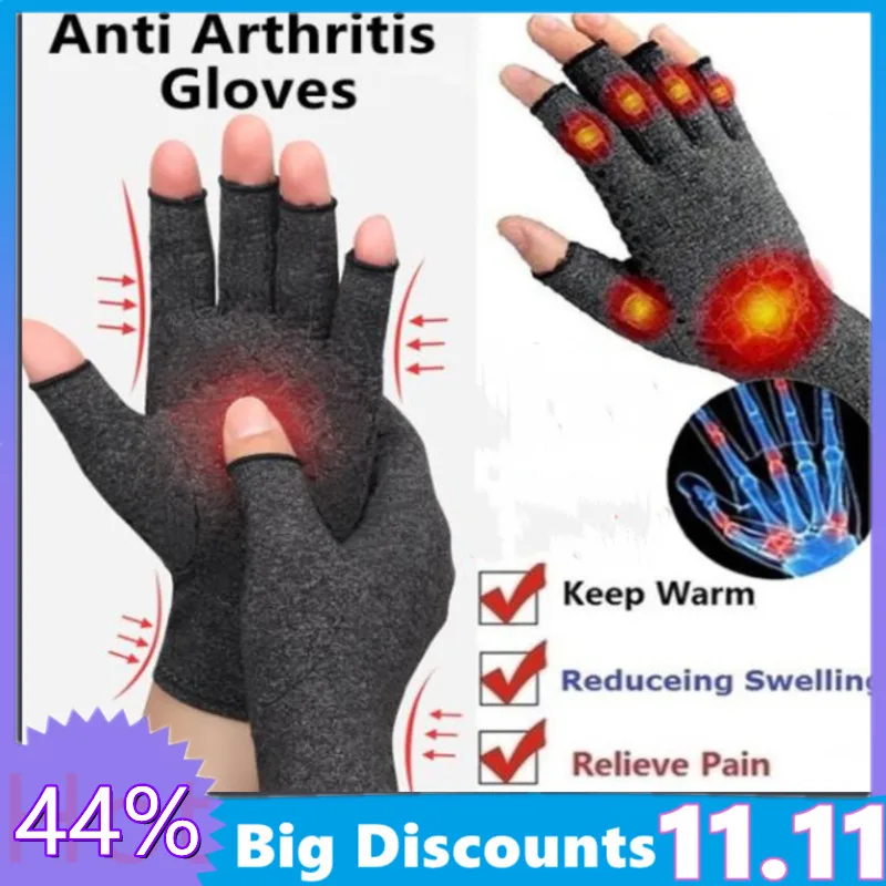 

1pair Rehabilitation Training Relieve Discomfort Compression Joint Cotton and Linen Pressure Gloves Open Fingers