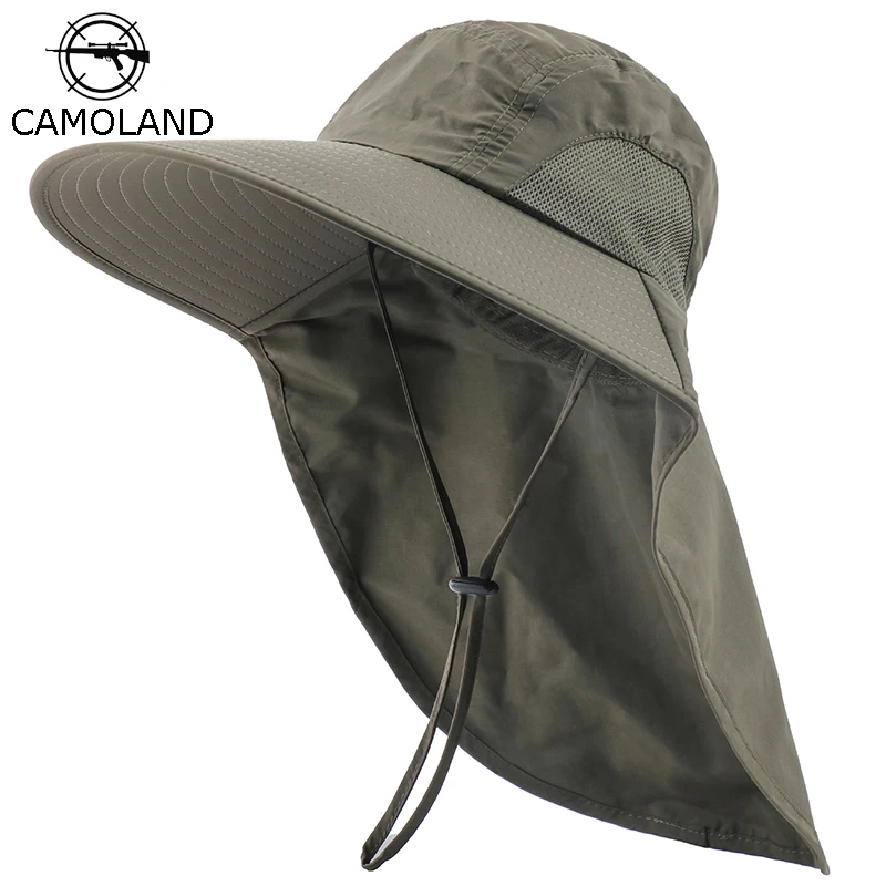 

CAMOLAND Summer UPF 50+ Sun Hat Women Men Waterproof Bucket Hats With Neck Flap Outdoor Large Wide Brime Fishing Hat