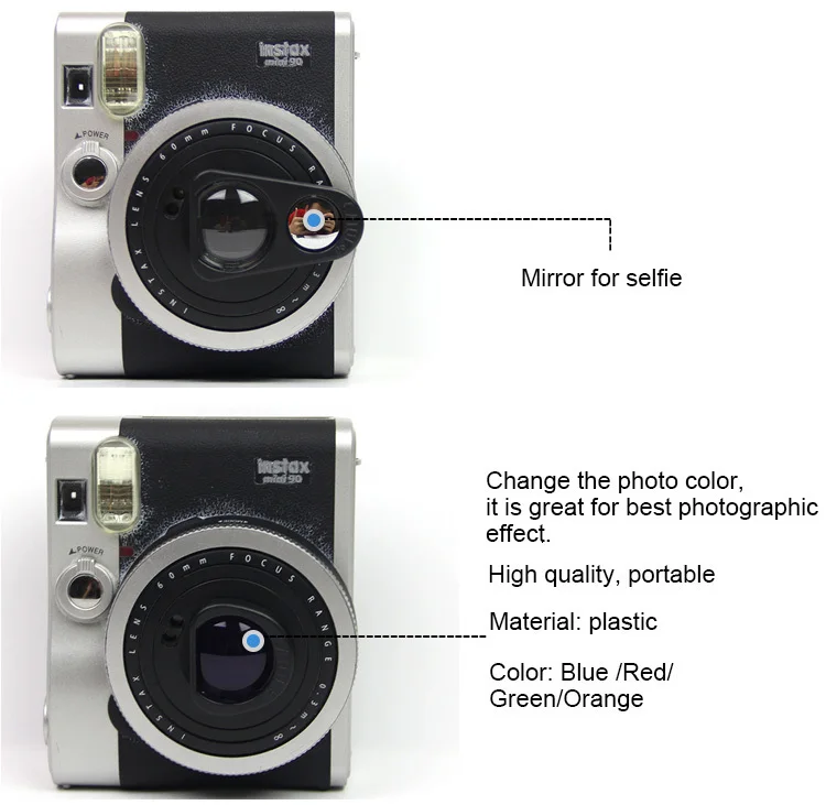 Instax Mini Close Up набор объективов с зеркалом для селфи и цветным фильтром для камеры моментальной печати Fujifilm 90