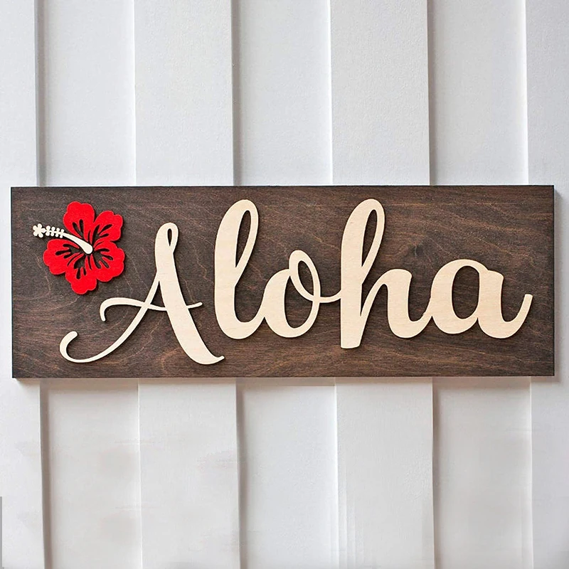 Индивидуальный домашний знак приветствия Aloha деревенский деревянный 3D входной