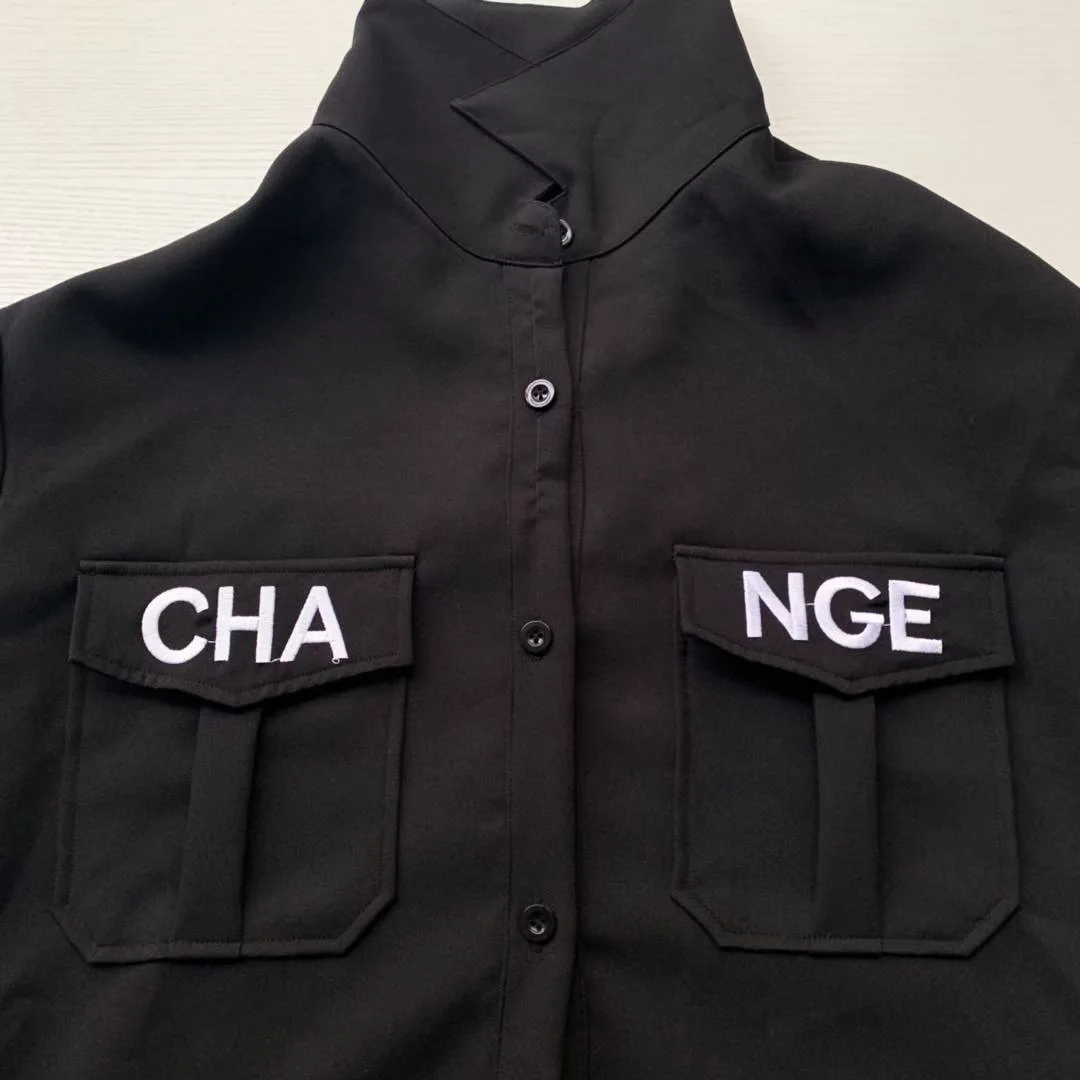 

Women Sexy 2 Piece Matching Sets Letter Print Turn Down Collar Short Sleeve Crop Top And High Waist Pleated Mini Skirts Outfits