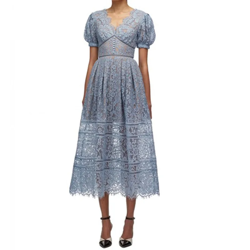 Летнее платье ZAWFL 2021 женское сексуальное рубашка с вышивкой пышными рукавами и