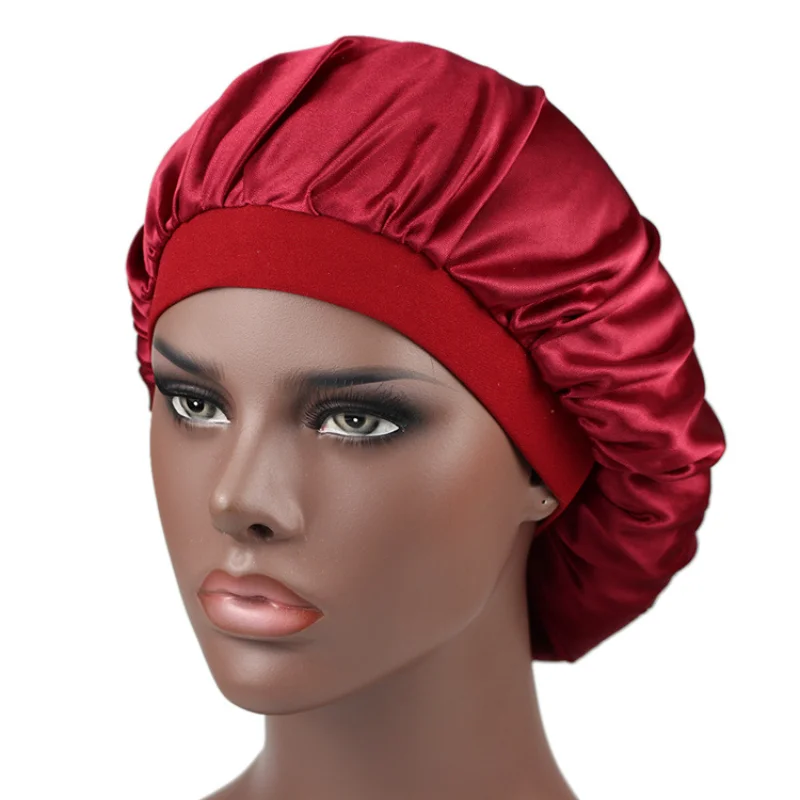 

1pc Silk Salon Bonnet Caps Women Shower Sleep SCap Bath Towel Hair Dry Quick Elastic Hair Care Bonnet Head Wrap Hat Hair Style