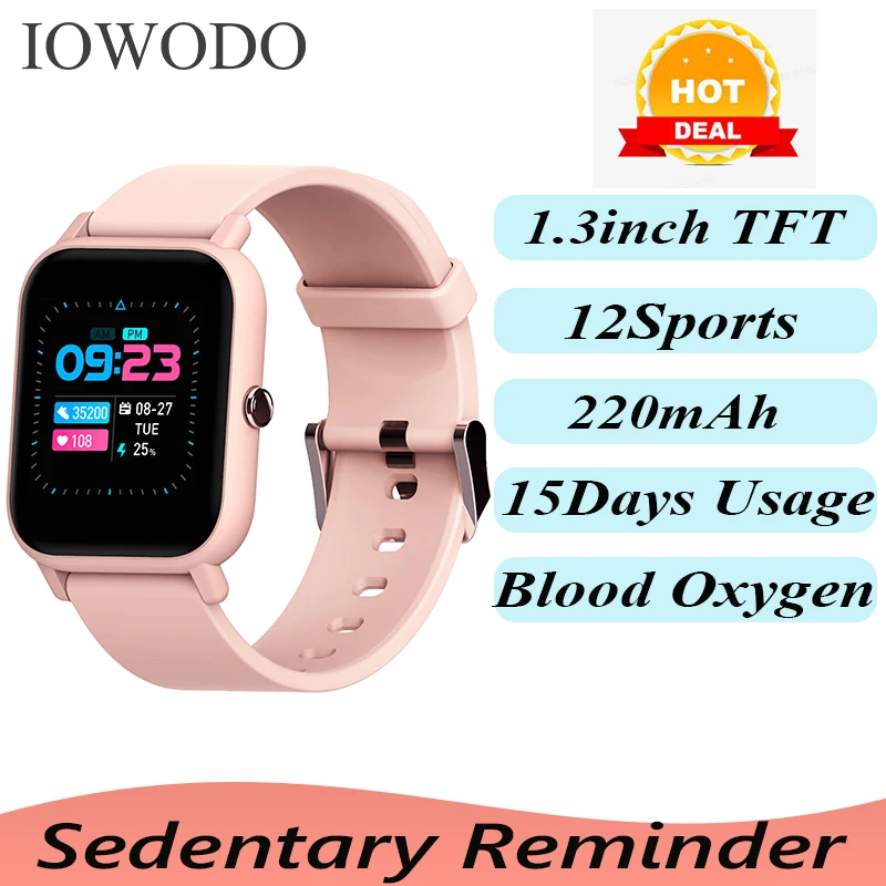 

IOWODO New Smart Watch R3 Heart Rate Men Women Sports Clock Sleep Monitor Ultra-Long Battrey for IOS Android Phone