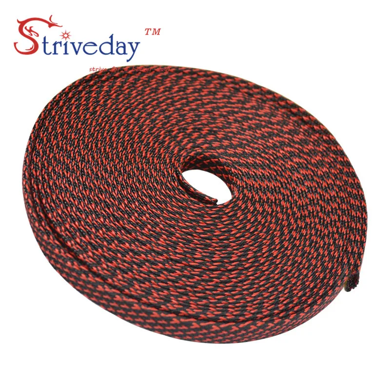 10/30 метров 12 мм черная и красная плетеная оплетка для домашних животных