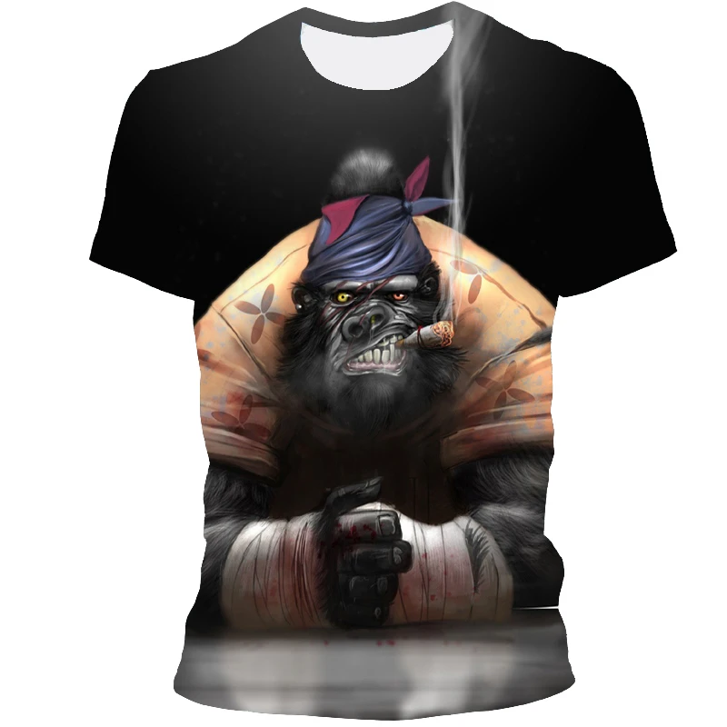 

2021 New 3D Printing Animal Orangutan Pattern Street Hip-Hop Style Men's Clothing Oversize For Adult XXS-6XL