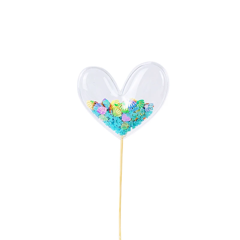 Transparent Confetti Love Heart Star Crown Mermaid Tail Cloud Shape Cup Cake Topper Valentine Children's Day Party Decorations