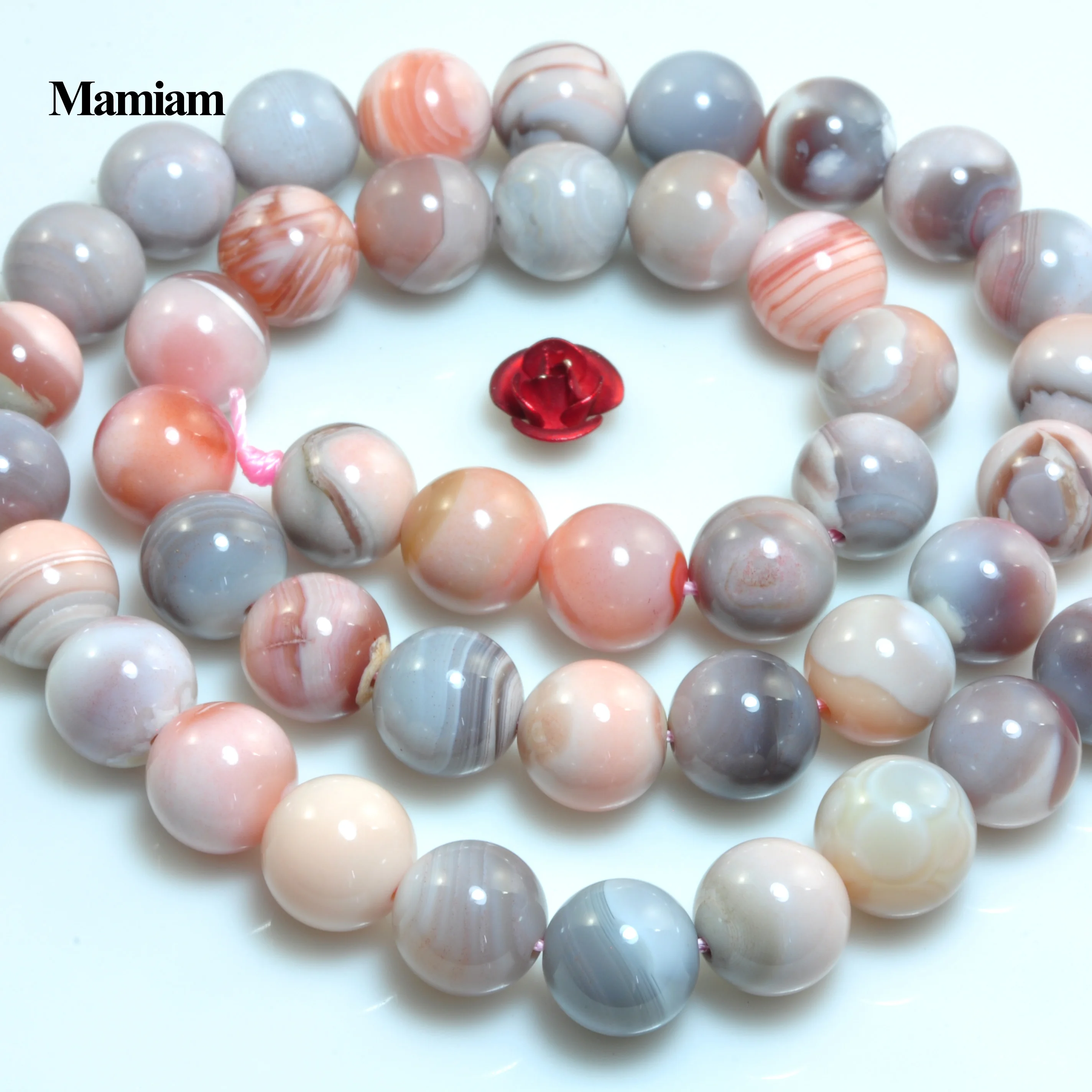 

Mamiam Natural Pink Botswana Agate Beads 4mm 6mm Smooth Round Loose Stone Bracelet Necklace Diy Jewelry Making Gemstone Design