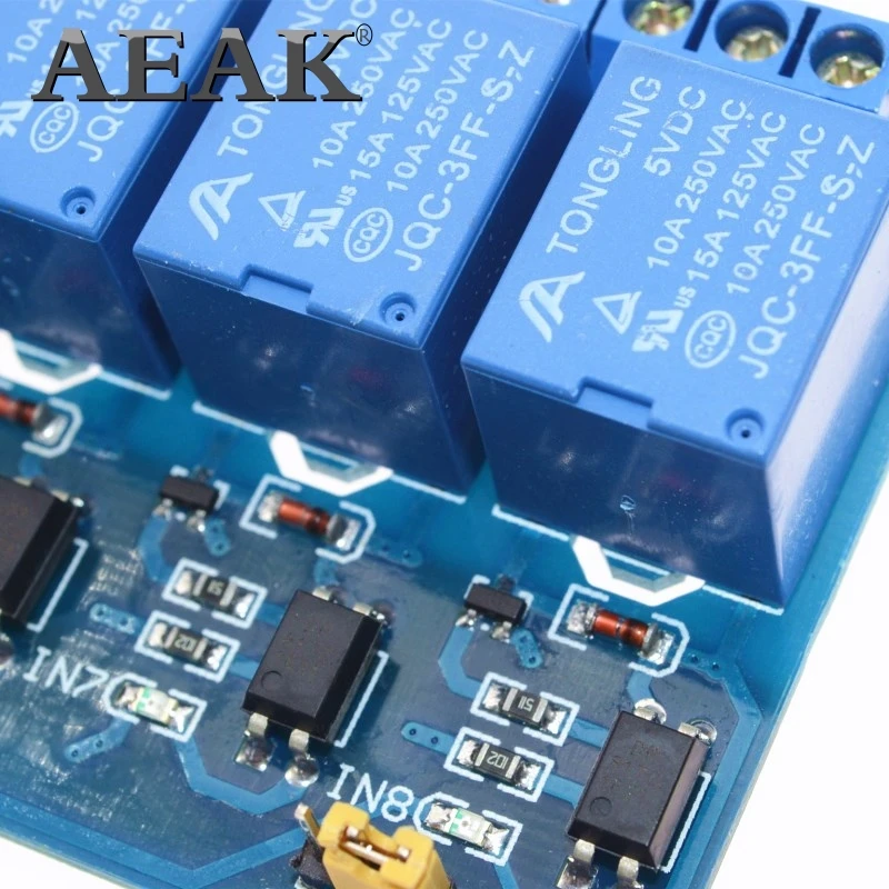 AEAK 8 канальное релейное строение модуль 5 В для arduino контрольная панель реле ПЛК в