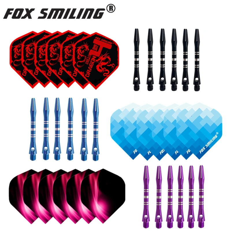 Fox Smiling 35/41 мм алюминиевый дротик валы и Дротика s Перелёты комплект Dardos перо Листья аксессуары для игры в дартс набор для Дротика настольные игры