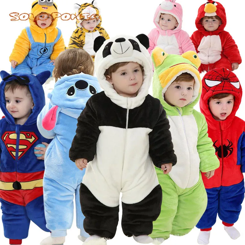 Комбинезон фланелевый для новорожденных с капюшоном и принтом животных | Мать