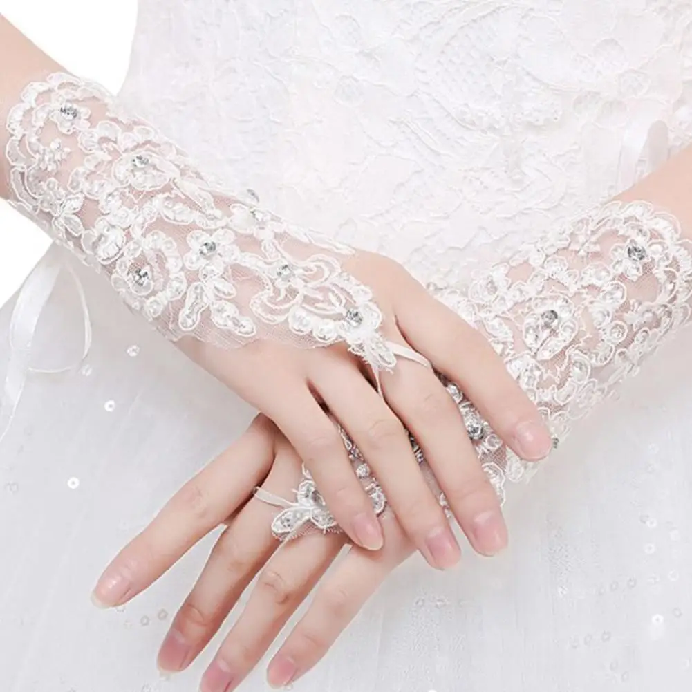 

Gloves Fingerless Easy to Wear Lace Soft Gloves for Brides for Girl