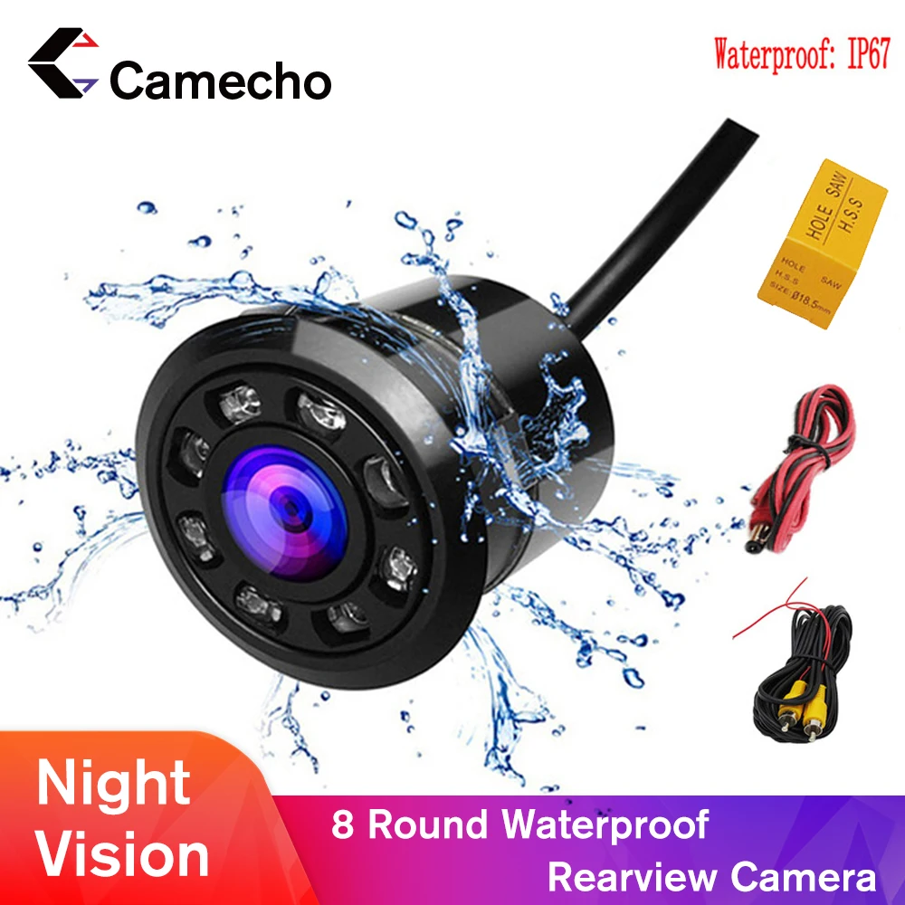 Камера заднего вида Camecho Водонепроницаемая Автомобильная камера 8 круглых