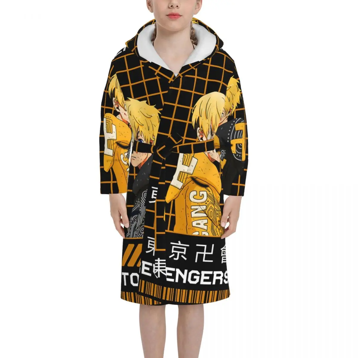 

Tokyo Revenger Kids Hooded Lounge Robes Teenage Boys Flannel Bathrobe Anime Cartoon Pajamas Sleepwear Children Loungewear