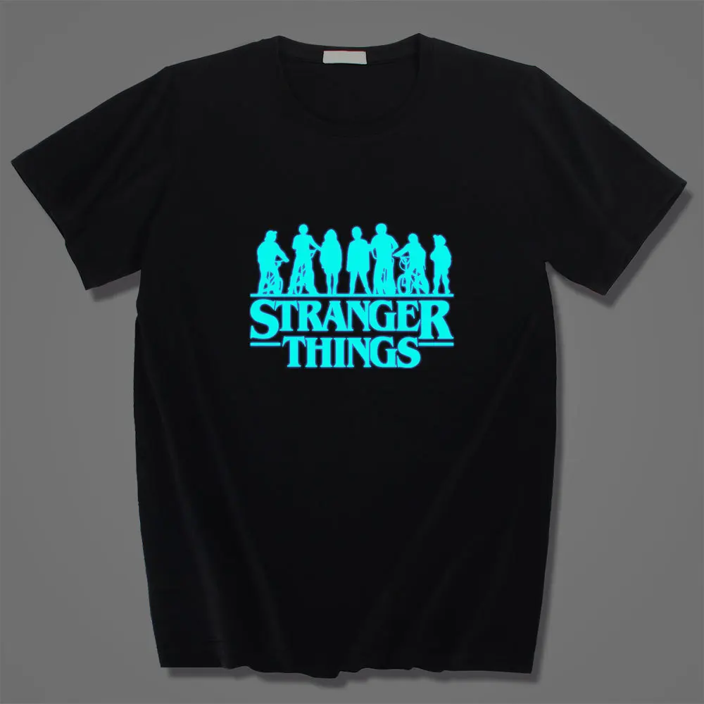 

Светящаяся футболка «очень странные дела» для женщин и мужчин, уличная одежда в стиле Харадзюку, летняя модная черная футболка с коротким р...