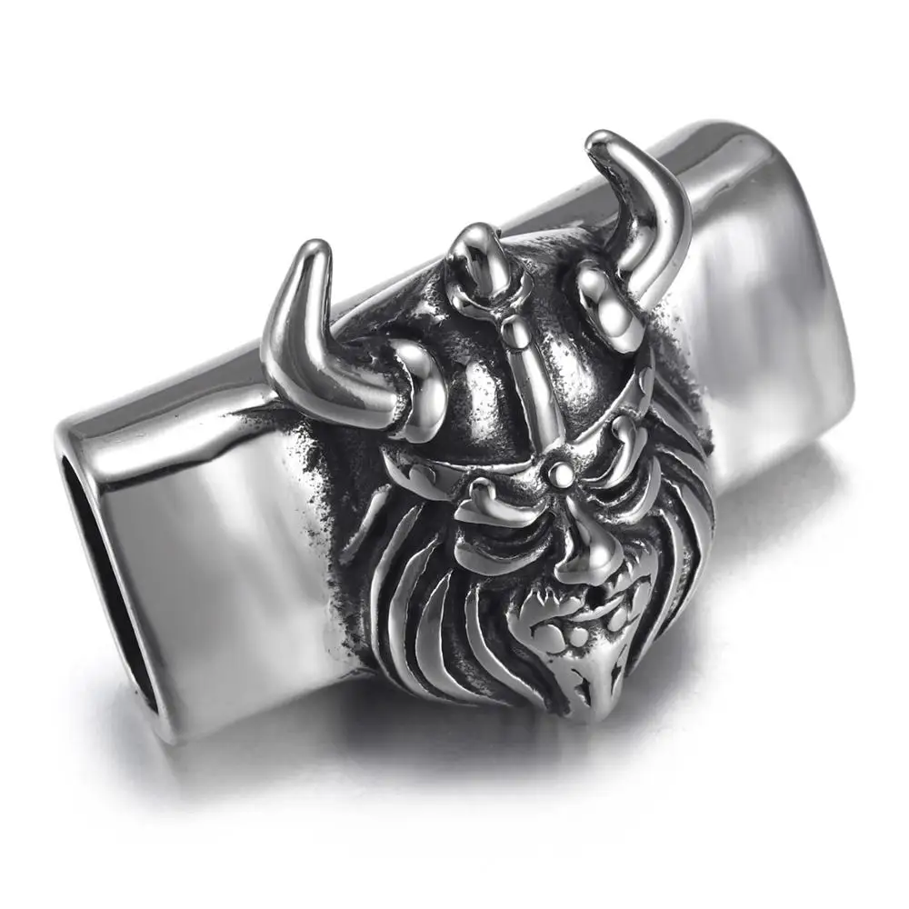 Viking Warrior Шармы-слайды из нержавеющей стали прямоугольник Череп Панк узорчатый слайдер бисер Подходит 12*6 мм плоская Кожа DIY для мужчин ювелирные изделия - Цвет: Viking Warrior